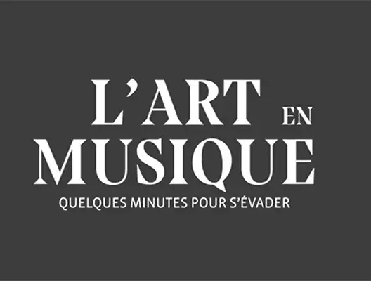 Un carton sur lequel est écrit : "L'art en musique, quelques minutes pour s'évader".